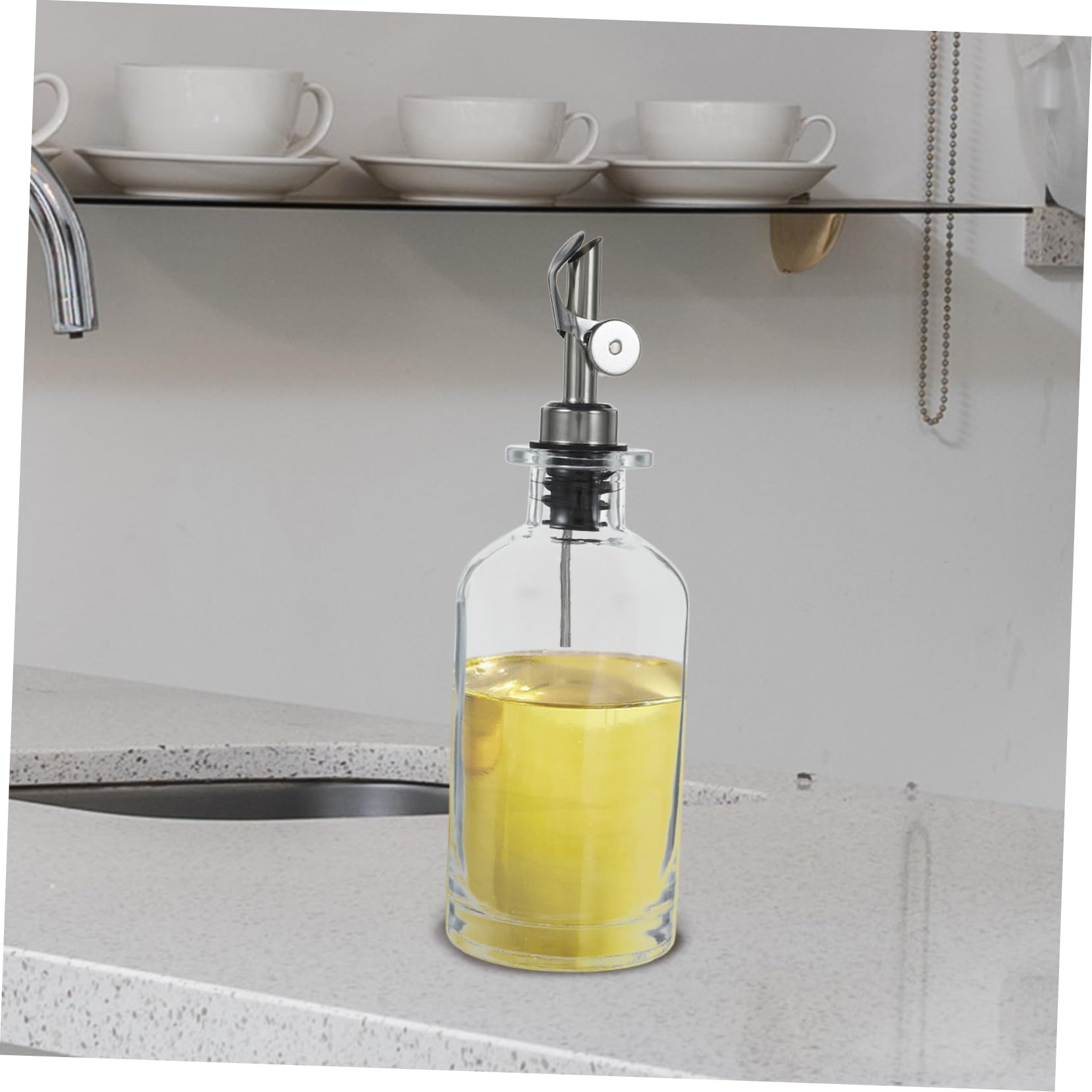 IMIKEYA Set 2pezzi Dispenser per Olio e Aceto in Vetro e Acciaio Inossidabile 350ml Chiusura Automatica, Versatile e Pratico per Cucina