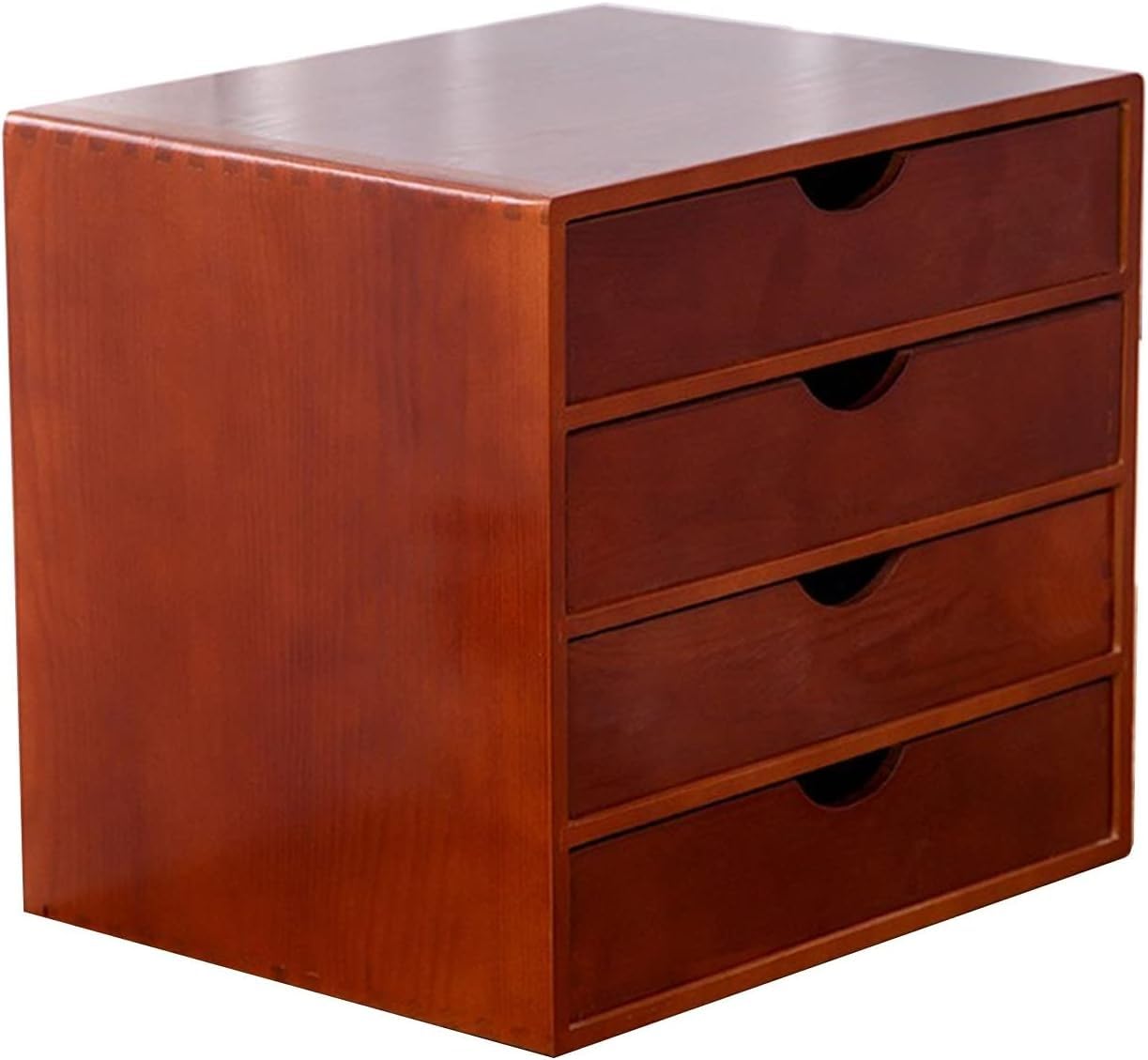 Organizador de escritorio de madera de pino rústico con cajón para archivos A4, suministros de oficina y papelería