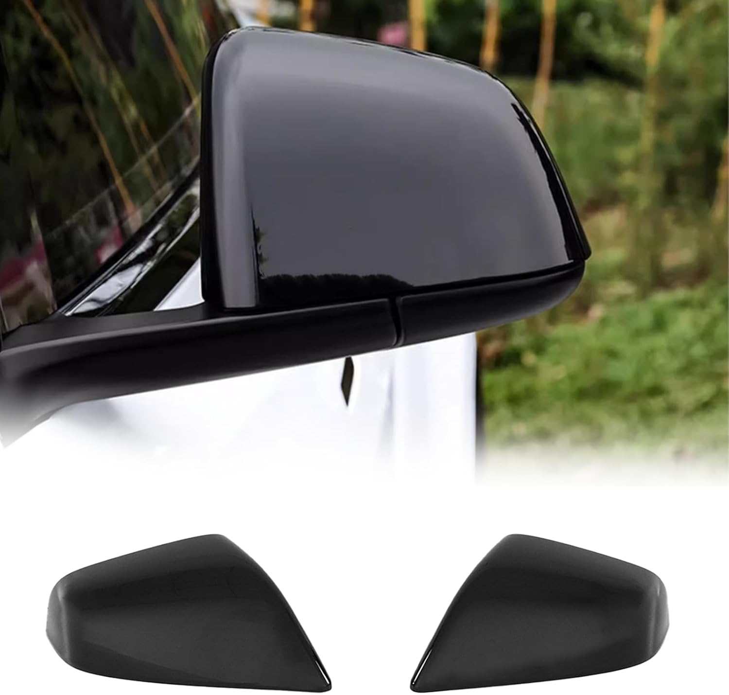 Side Mirror Cover 2Pcs For Tesla Model S 2016 2017 2018 2019 2020 ABS Rear Side Mirror Caps Guard (Glossy Black)