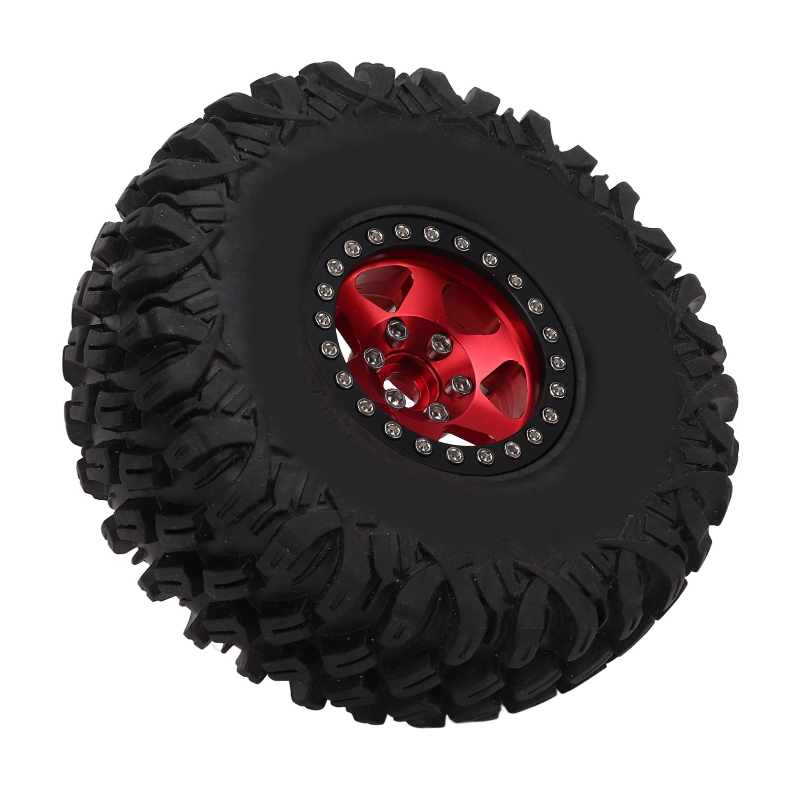 EMUKOEP Neumático de Plástico de Alta Resistencia Al Desgaste, 1,9 Pulgadas y 120mm para Coche Teledirigido 1/10, Excelente Agarre y Durabilidad, 2 Unidades por Juego (Rojo Negro)