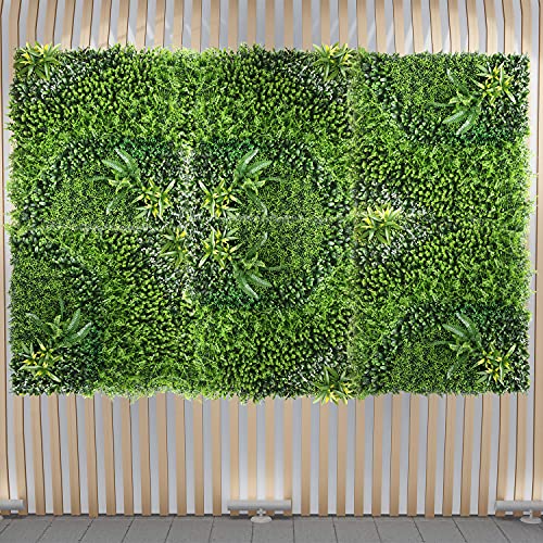 Ecoopts 40"X40" Faux Ivy Privacy Fence Screen Artificial Boxwood Panels Topiary Hedge Plants For Indoor Outdoor Decoration, 3 Mixed Leave, 1 Pack #TOP1