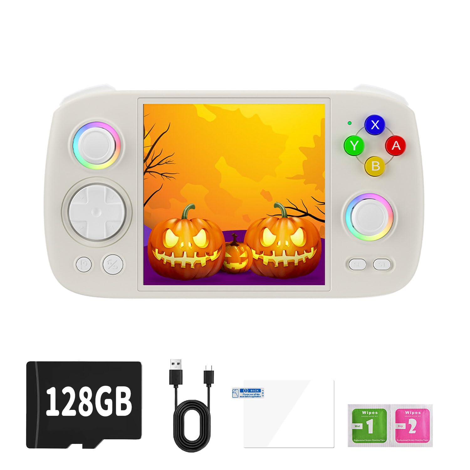 RG Cube Retro Game Console,3.95 Inch IPS Classic System Retro Video Games Consoles,with 128G TF Card,Supports Wireless Networt Handheld Console with