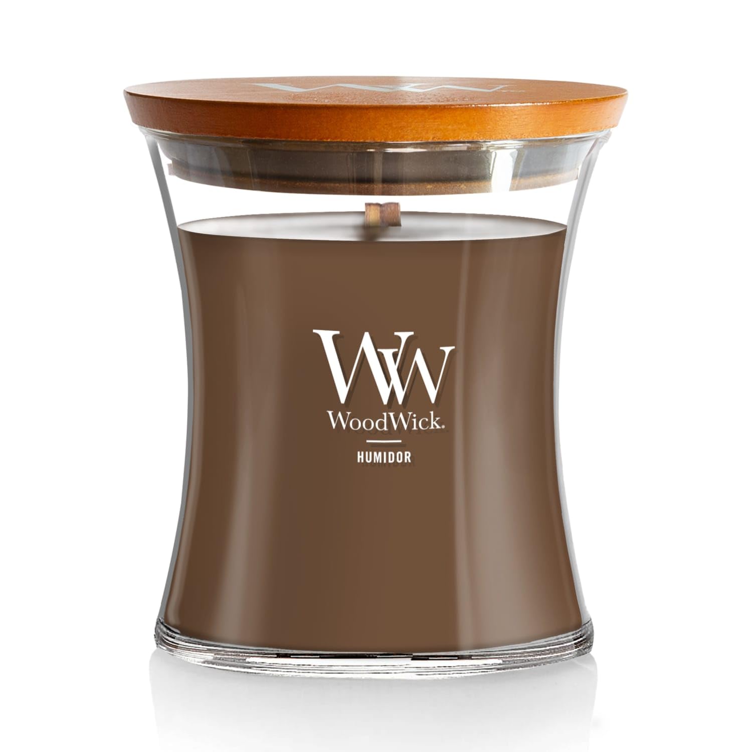 WoodWick Humidor Gifts for Women and Men, 9.7 oz Medium Hourglass Candle with Crackling Wick