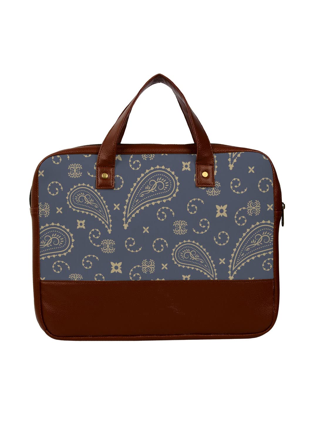 Crazyify Blue Deigned Printed Leather Laptop Bag For Men & Women | Leather Laptop Bags/Briefcase with Screen Size Up to 15.6 Inch (B0B46F8NGM) Amazon Price History, Amazon Price Tracker