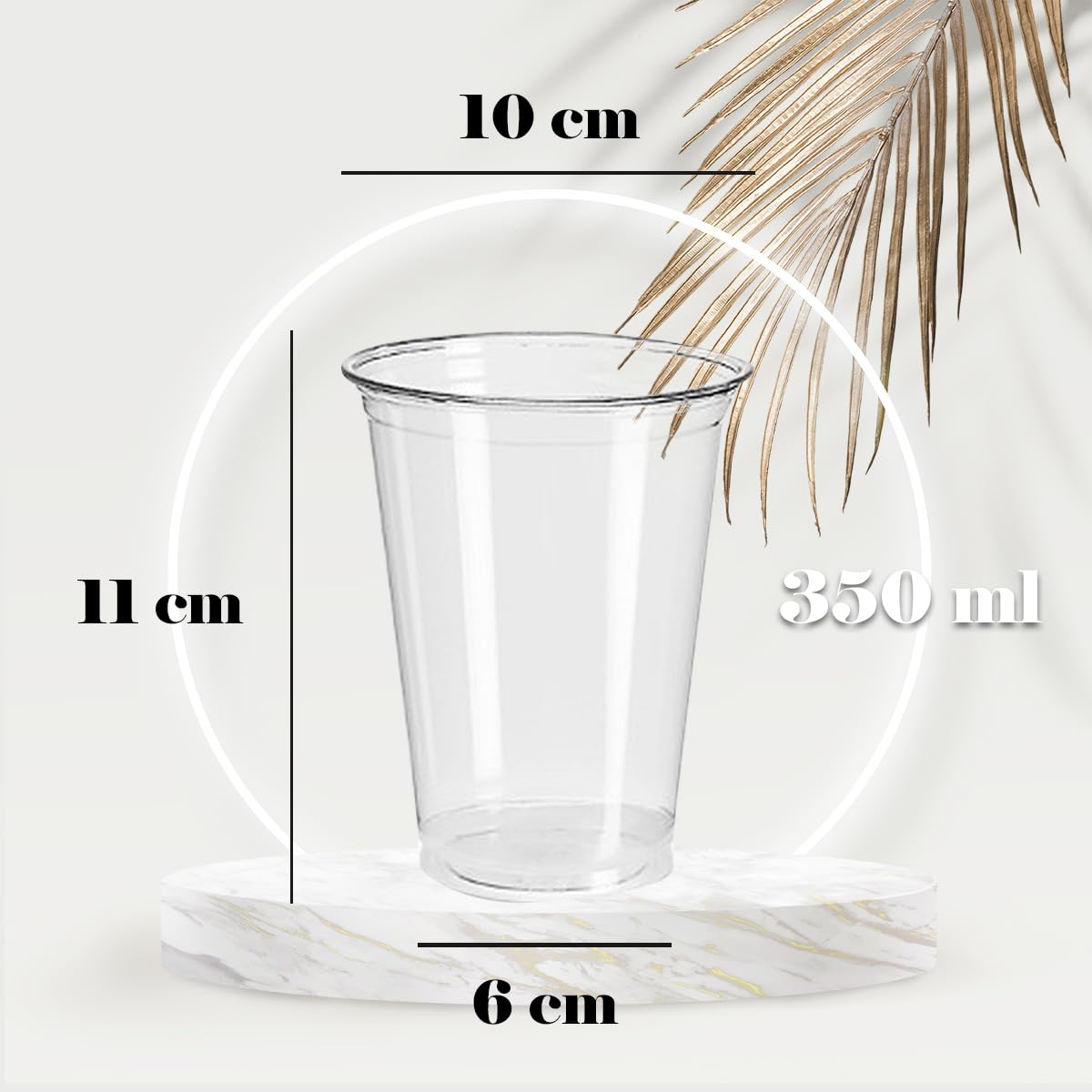 ABD 50 Vasos Batidos Transparentes, 350 ml, Tapas Abovedadas, Reutilizables, Prueba de Derrames (50unidades, 350 ml)