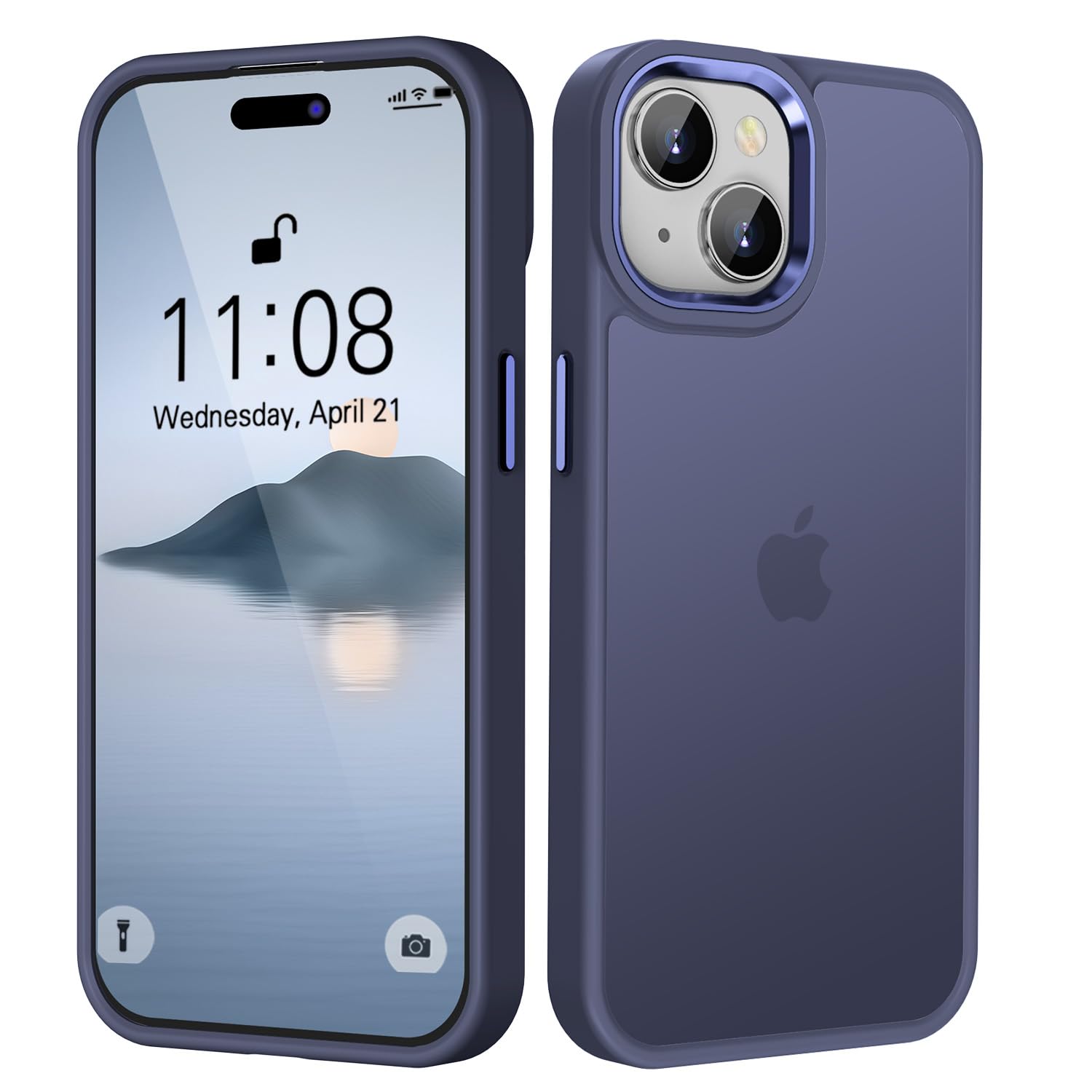 ORDA Protective Case for iPhone 15 - 15-Resistant, Anti-Fingerprint, Thin, Non-Shockproof, Slip, Frosted Translucent Back Phone Cover - Storm Blue