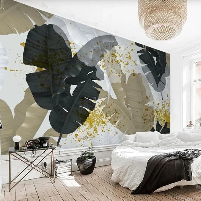 Fresque murale feuilles de bananier art nordique pour insuffler douceur et nature à votre foyer