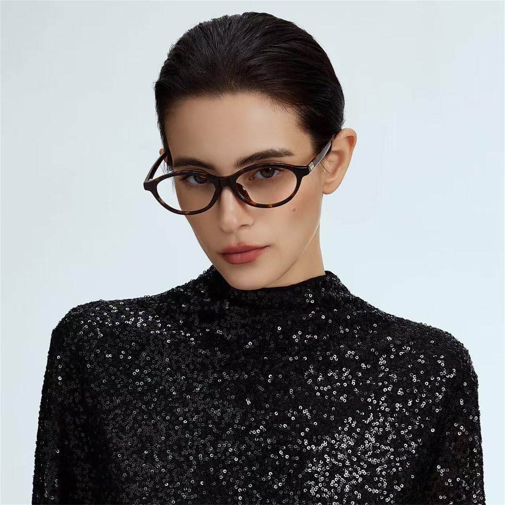 Gafas ovaladas retro de acetato, modelo 2026, sin lentes, para mujer, ideales para la oficina, el estudio y el uso diario. Gafas decorativas de estilo urbano.