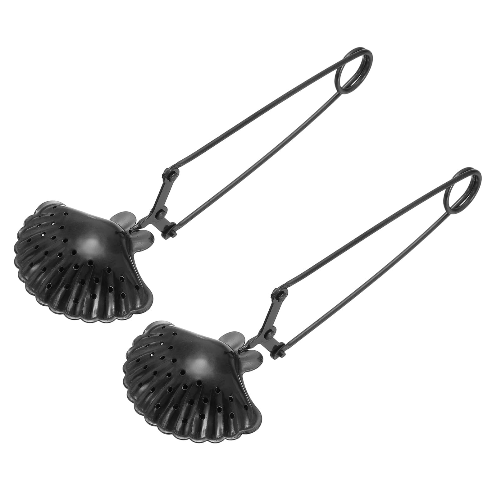 Infuseur à thé en acier inoxydable noir au design coquillage et finition soignée longue poignée