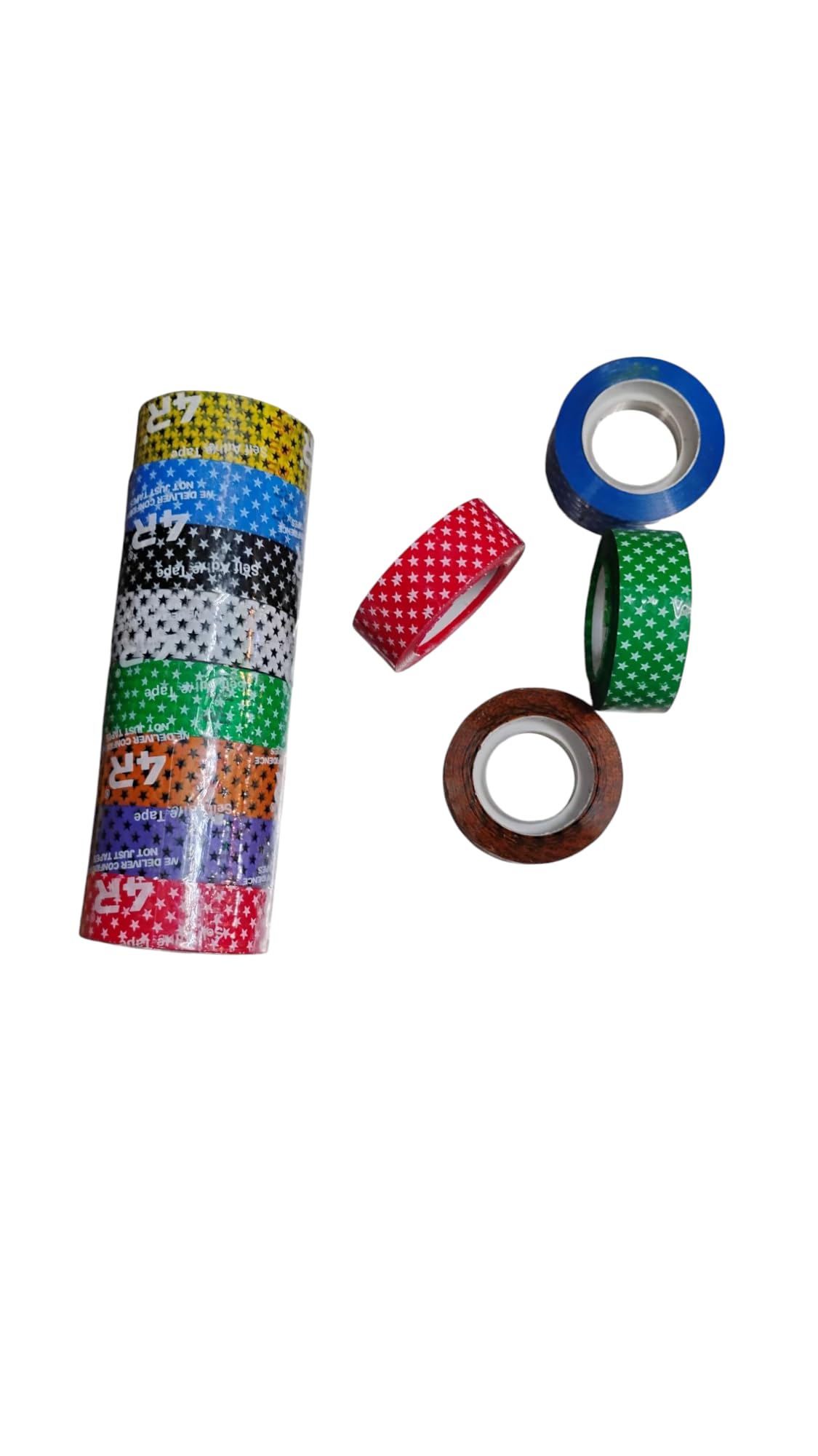 Decorative Star Pattern Tape Set, 8 Multicolor Rolls, Adhesive Craft Tape-image-31