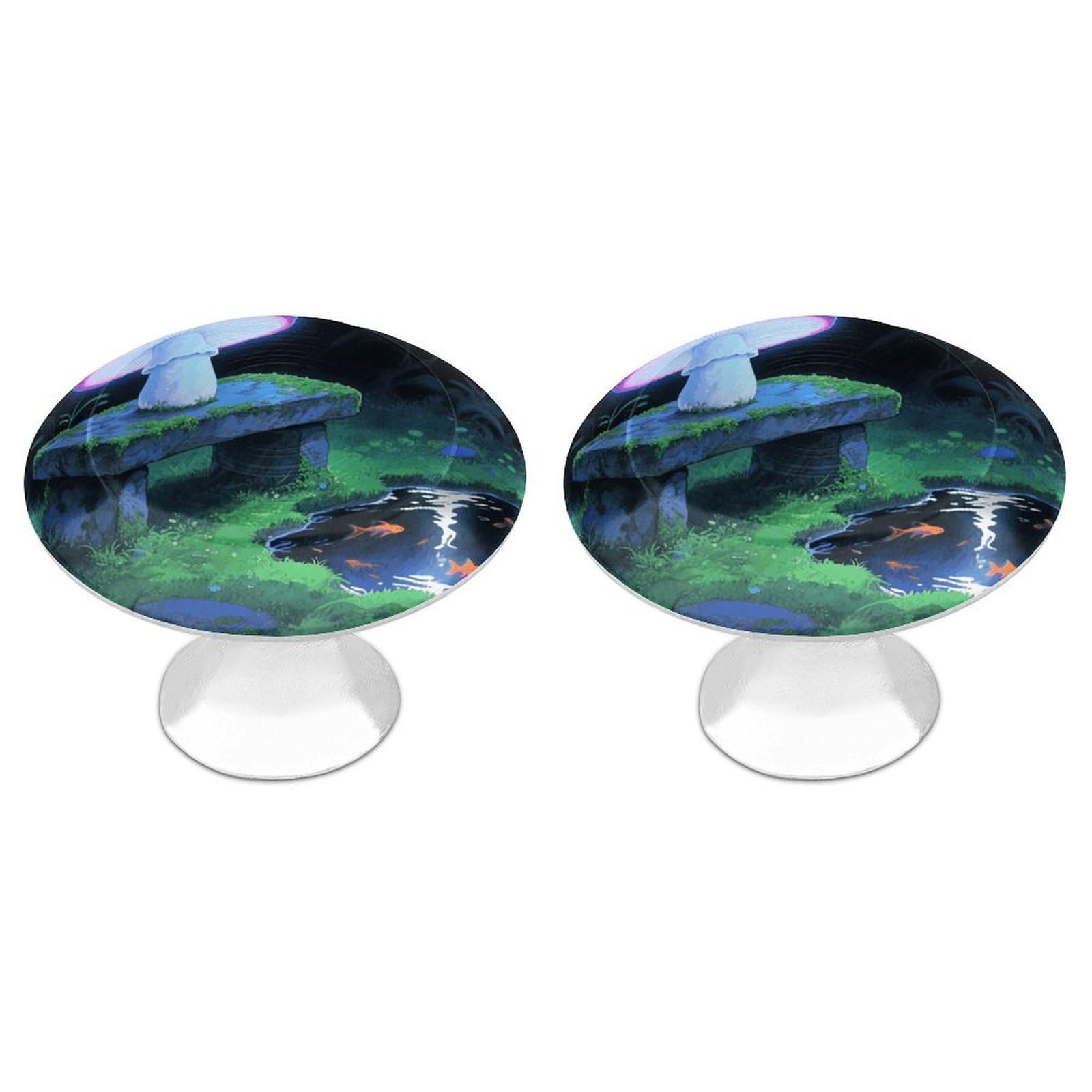 Maccbn Style 2 Pack 1.1"Round Blacklight Mushroom Drawer Knob Stainless Steel Kitchen Cabinet Knob Pulls With Screws Hardware Decorative Handles Knobs For Dresser Cupboard Closet Door Wardrobe Easy Install