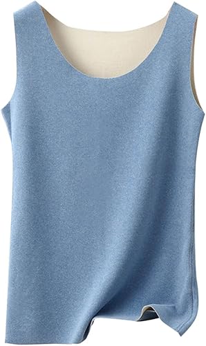 Camiseta sin mangas de algodón térmico para mujer, camisa de forro polar, sin mangas, camisola, capa base, chaleco cálido sin costuras, cuello