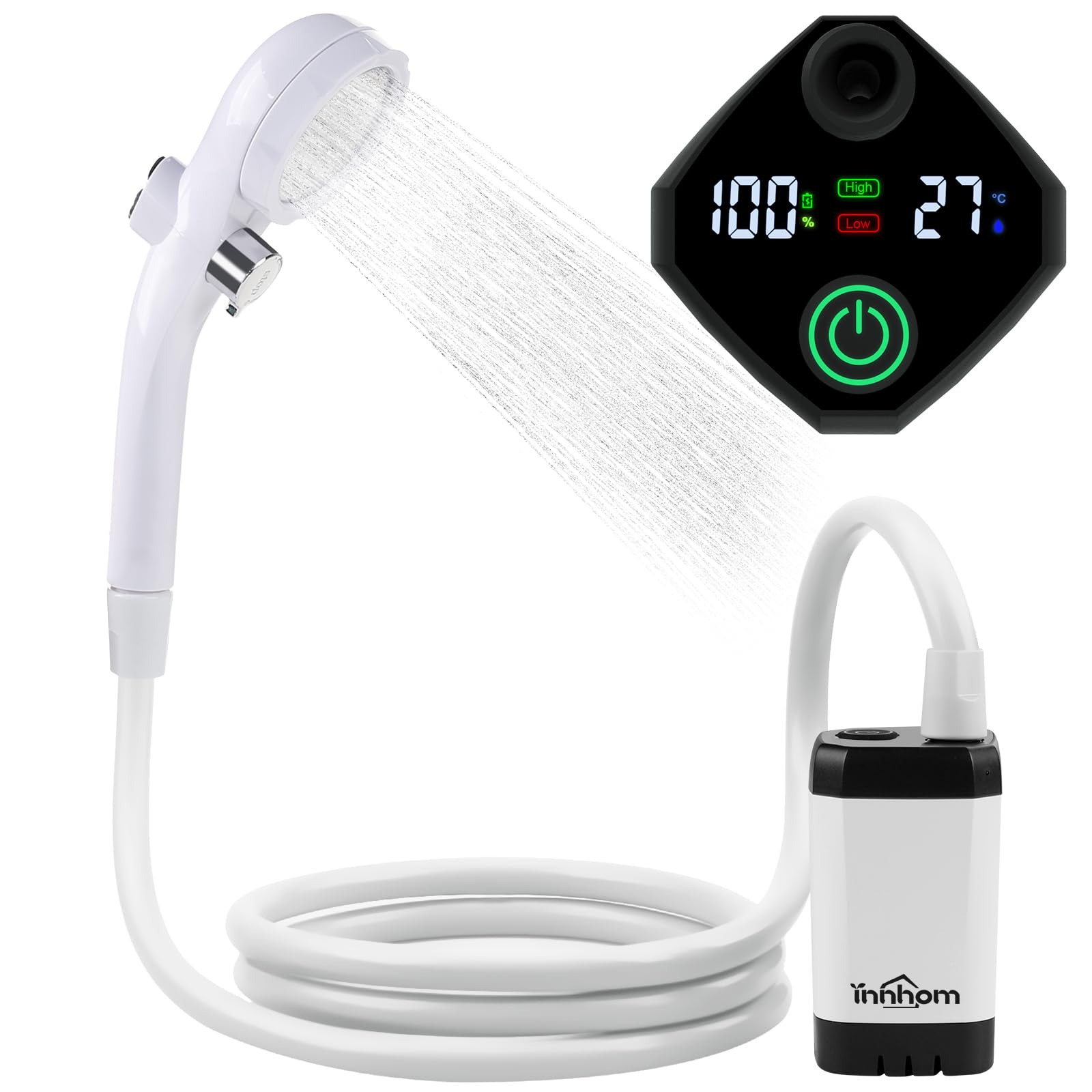 innhom Douche de Camping Portable 2 Modes 6000 mAh Pompe de Douche Camping extérieur