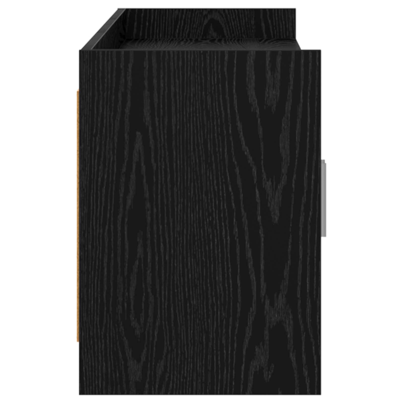 Szafka pod telewizor z materiału drewnopochodnego w kolorze czarnego dębu, 168 x 33 x 47 cm, szafka pod telewizor z 6 drzwiami, miejsce do przechowywania do salonu, gier i kina domowego