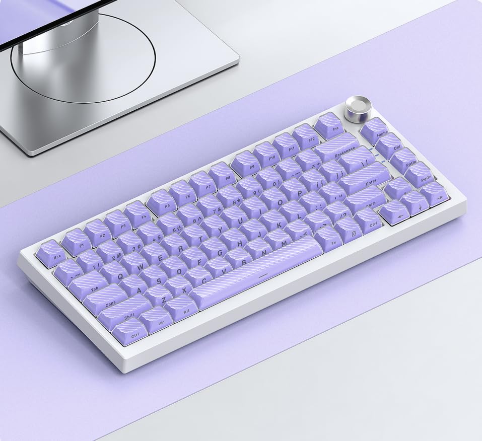 Image of 136 Keys Crystal Pudding Keycaps, OEM Profile Side Printed Keycaps Set, ABS+PC Double Shot for MX Switches Mechanical Keyboard(Purple)