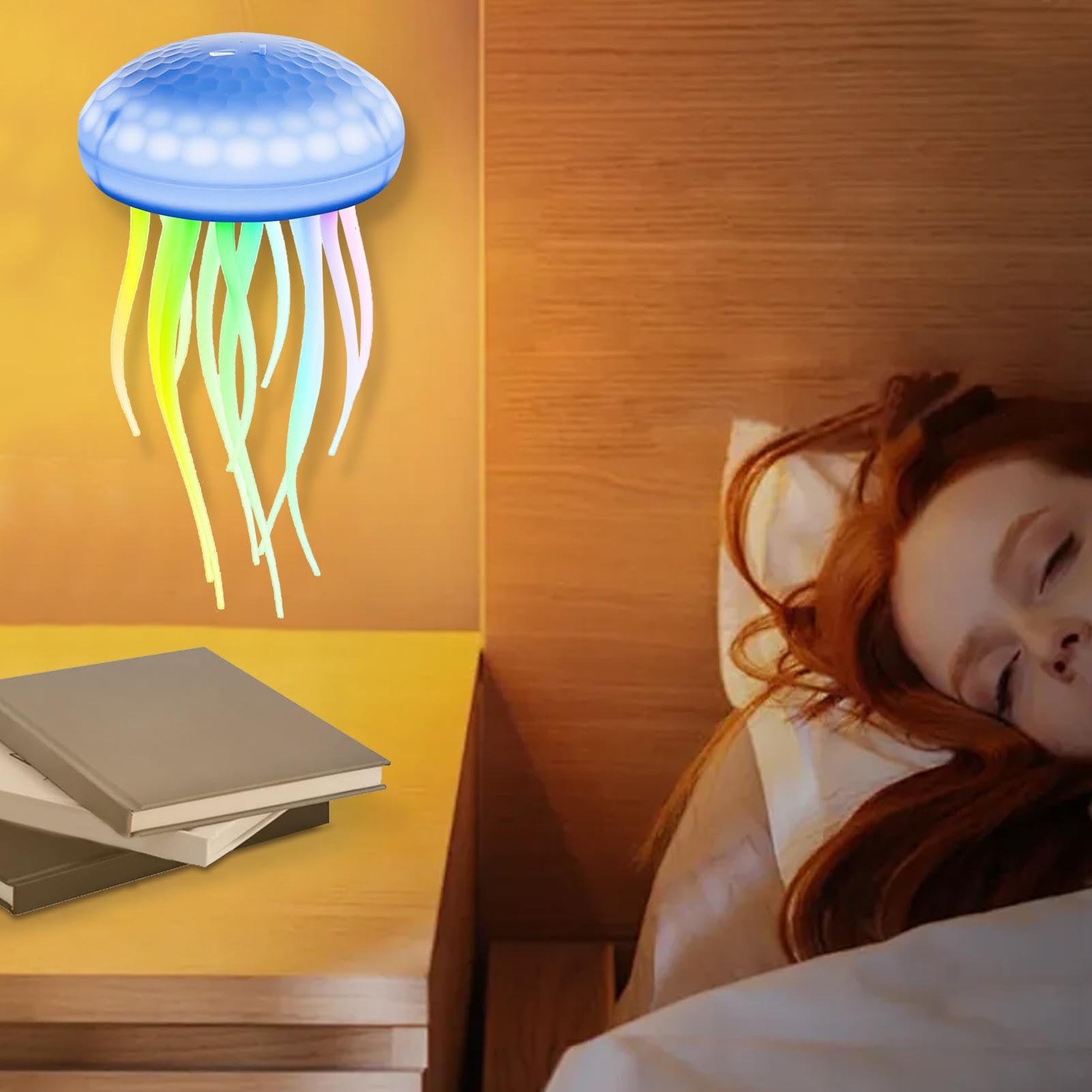 Luce notturna a LED con, lampada con Lampada ad attivazione vocale per | Lampada da comodino portatile, luce notturna RGB ricaricabile, lampada a forma di medusa carina da 1000 mAh per bambini adul