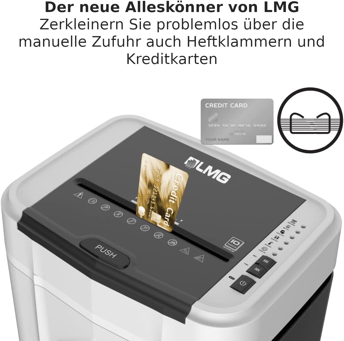 Niszczarka do dokumentów, do 120 arkuszy jednocześnie, automatyczna niszczarka, P-5, rozdrabniacz do papieru o pojemności 19 l, bardzo cicha praca, tylko 65 dB, cięcie krzyżowe, cięcie cząstek