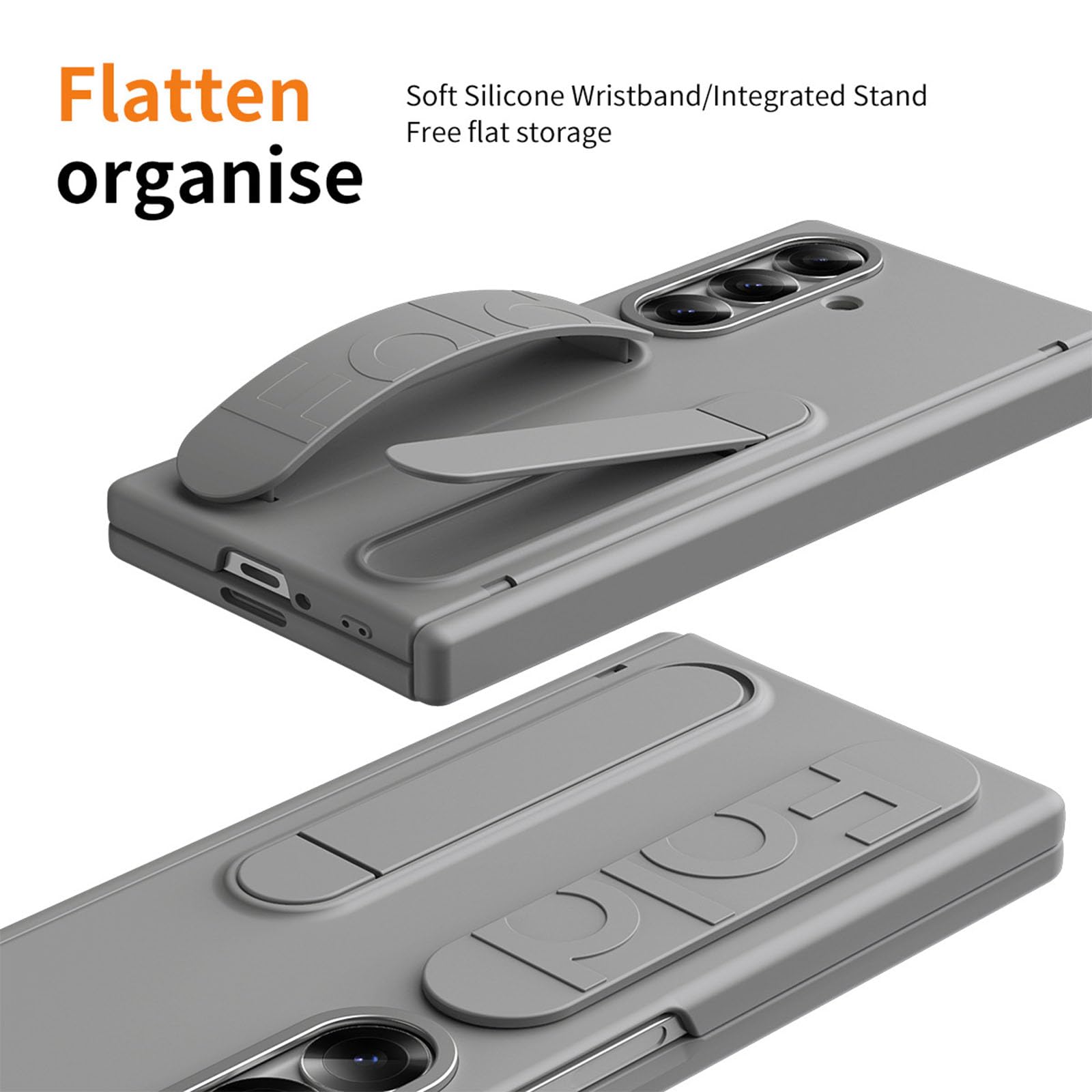 Etui z podstawką do Samsung Galaxy Z Fold 7, wysoce przyczepny pasek na palec, etui na telefon komórkowy, osłona ekranu i ochrona zawiasów, przezroczyste