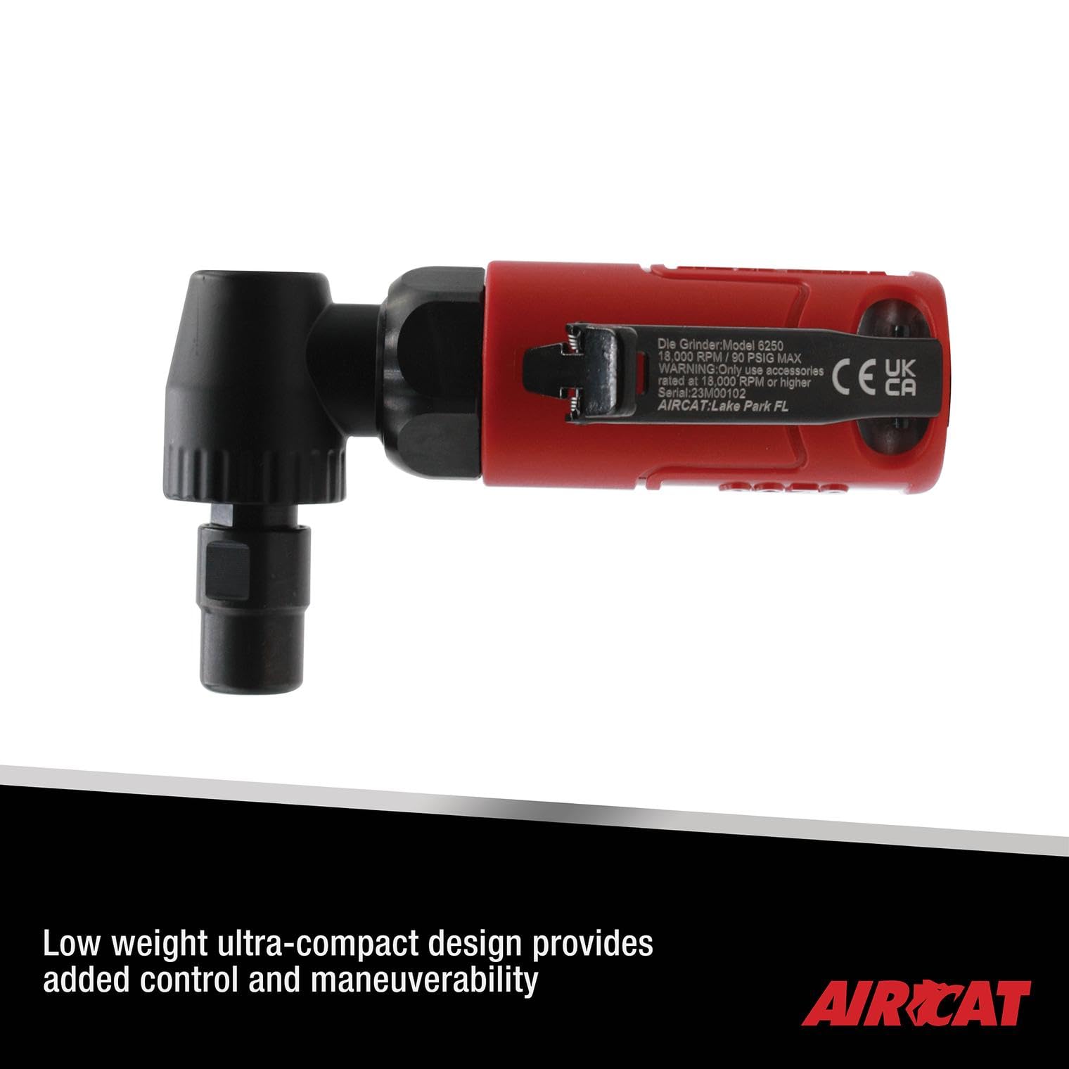 AirCat 6250: 1/4" Mini Right Angle Die Grinder, Red - Image 2