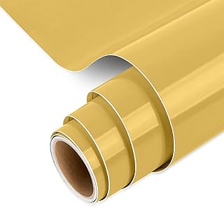 IModeur Gold Vinyl Permanent, 30.5 x 152.5 cm(12'' x 5 Ft) Gold Permanent Vinyl for Cutting Machines and Silhouette Cameo, Adhesive Vinyl for Cup, Window, Mirror, Home Decor, other DIY Projects
