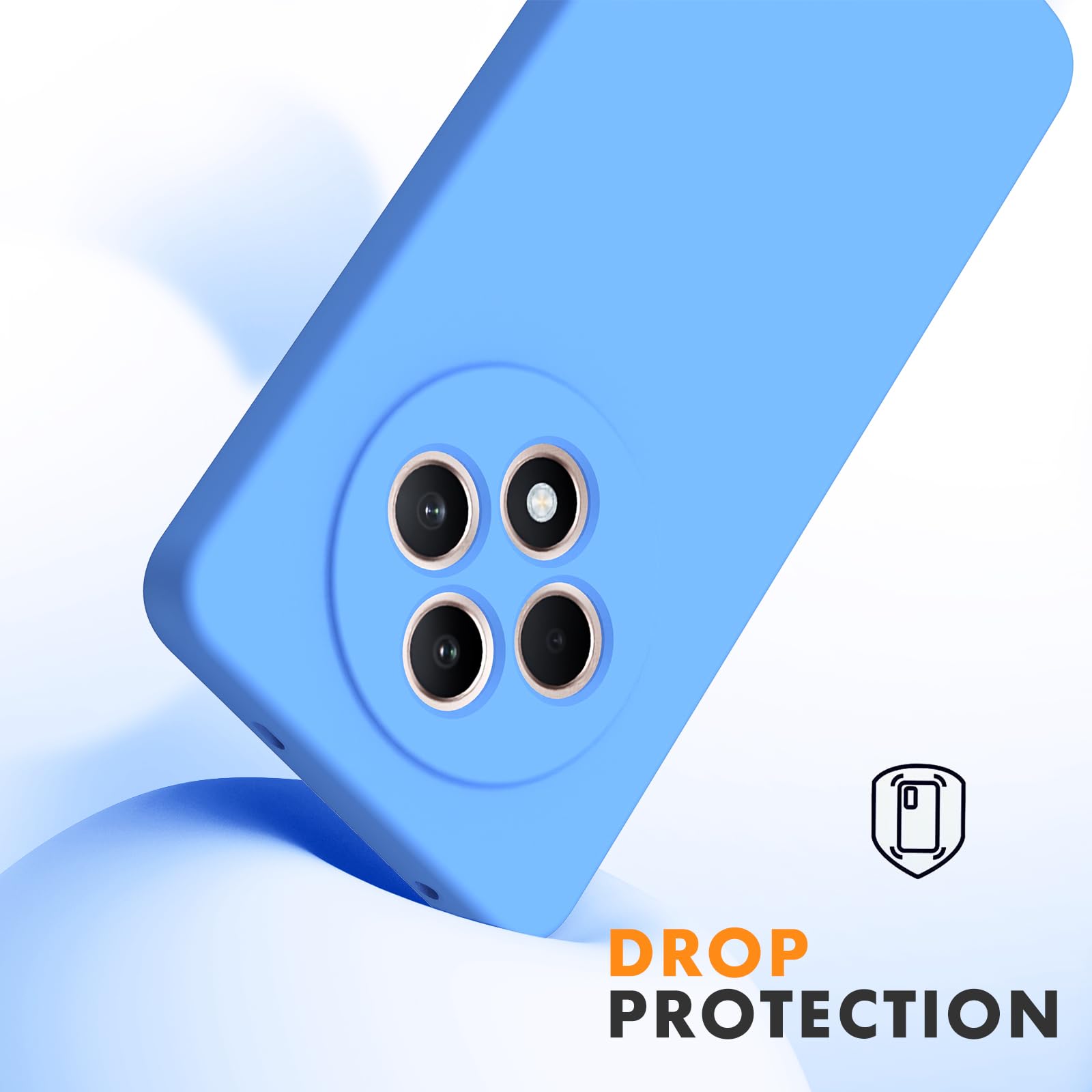 Byvuwiay Cover per OPPO Reno 12F / Reno 12 FS 5G, Morbida Silicone Liquida TPU Protettivo Ultra Slim Custodia Antiurto, Custodia Compatibile con OPPO Reno 12F / Reno 12 FS 5G - Blu cielo