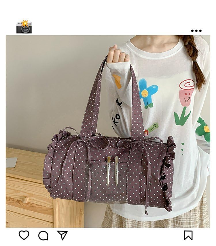Bolso tote kawaii con estampado de lunares, transparente de PVC, para exhibir pins, estilo anime y K-pop, con lazo, para fans miniatura 4