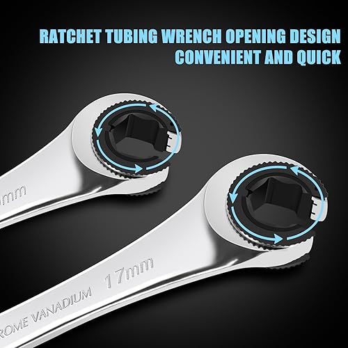 Miniatura 2 de Juego de 12 llaves de trinquete métricas de 8 a 0.748 in con 72 dientes, llave de trinquete de tubo de acero al cromo vanadio (patentes europeas y