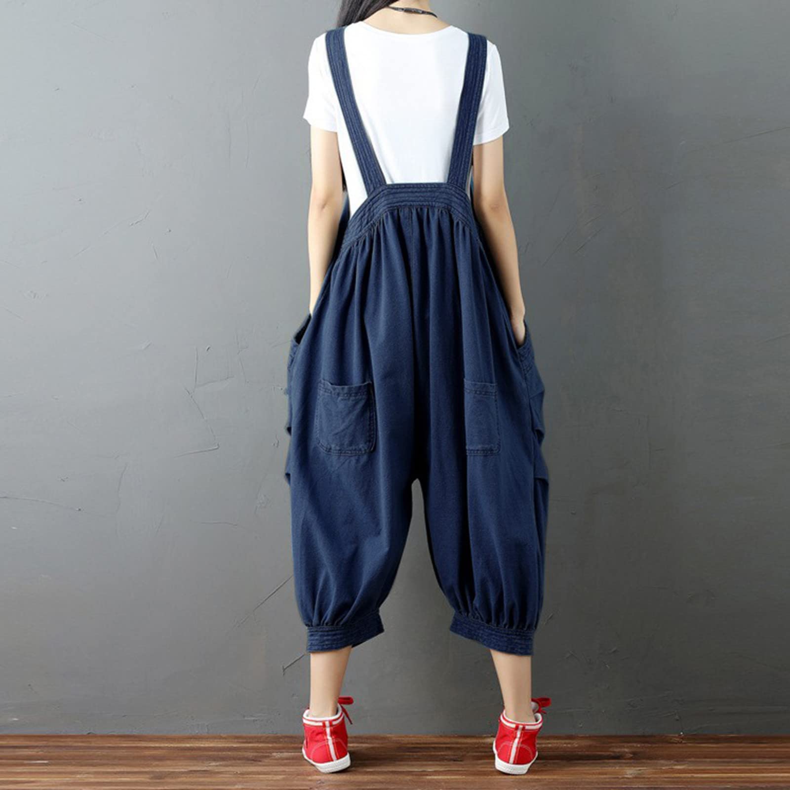 Mono para mujer, oversize denim oversize, pantalones vaqueros largos, peto, con bolsillo, para verano, para niñas, pantalones con tirantes, mono de moda, 01# azul., Talla única