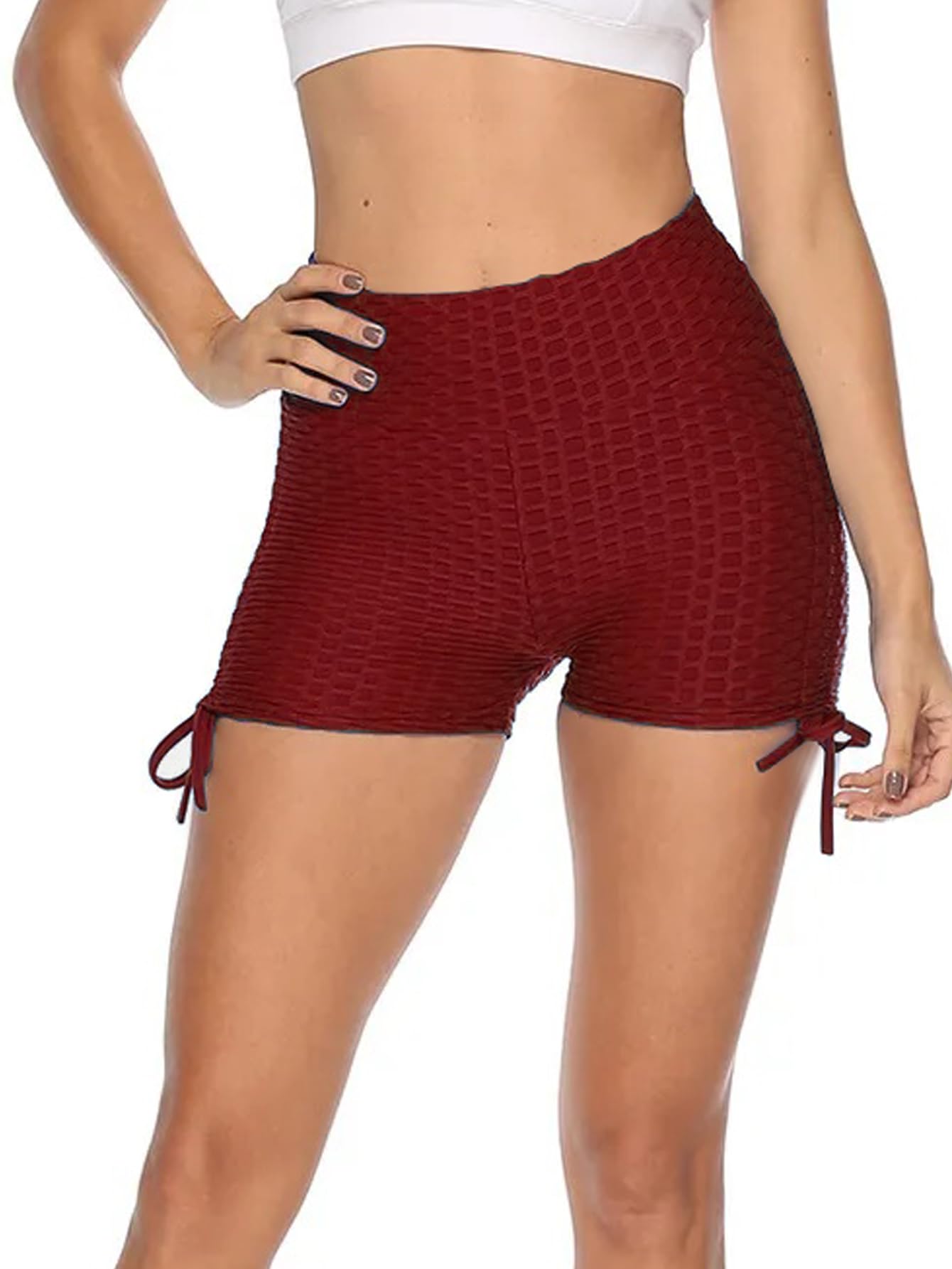 shasmi Women's Workout Yoga Shorts, High Waisted Drawstring Scrunch Booty Shorts Ruched Butt Lift Athletic Running Tights (Shorty 76)-picture-28