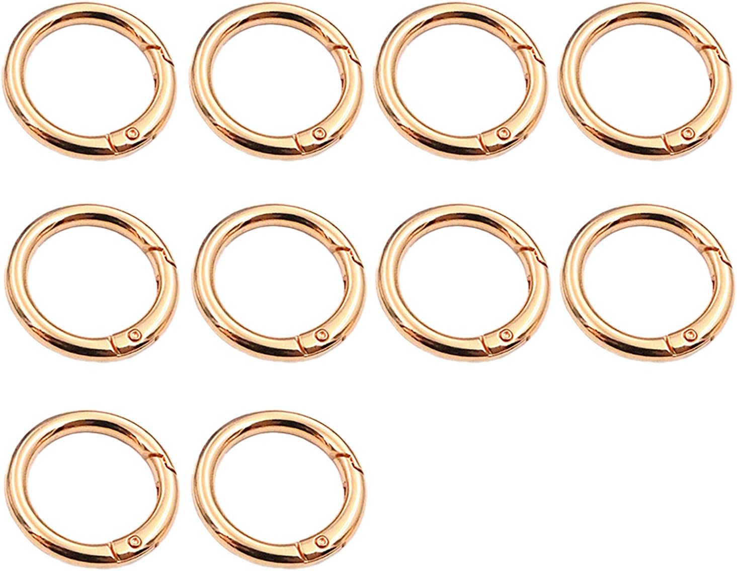 10 Pack 1 Inch Gold Spring O Rings, O Ring for Purse Strap, Keyrings Buckles, Metal Keychain Ring Round Carabiner Clips