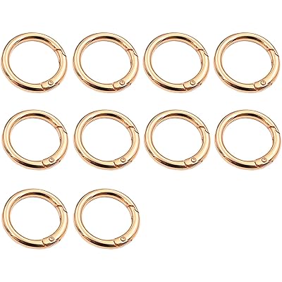 10 Pack 1 Inch Gold Spring O Rings, O Ring for Purse Strap, Keyrings Buckles, Metal Keychain Ring Round Carabiner Clips