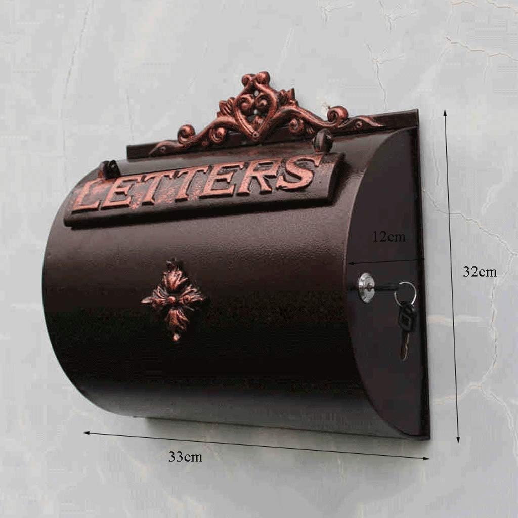 HBJWOV Outdoor Mailbox Retro Vintage European Aluminum Wall Mounted Mail Box Post Box Secure Letterbox Outside Mailboxes with 8pcs Retro Writing Stationery