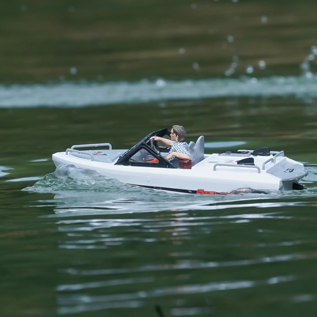 1/12 alta velocidad sin escobillas RC Go-Kart, 2,4 GHz, barco eléctrico de carreras con larga duración y carga USB, juguete acuático de verano para piscina y lago