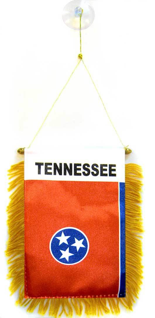 AZ FLAG, Tennessee Mini Banner, 6'' x 4'', 100% Polyester US state of Tennessee Small Pennant for Car