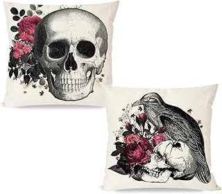 PANDICORN Halloween Decorative Throw Pillow Covers 18 x 18 Inch Skull Sk...