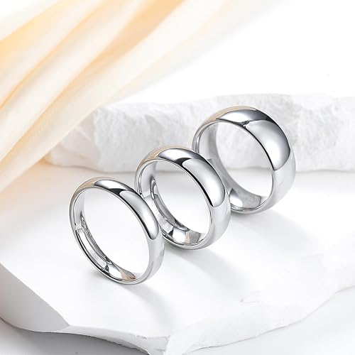 Miniatura 3 de King Will Anillo de carburo de tungsteno plateado de 0.079 in, 0.157 in, 0.236 in, 0.276 in y 0.315 in, anillo de boda básico para hombres y