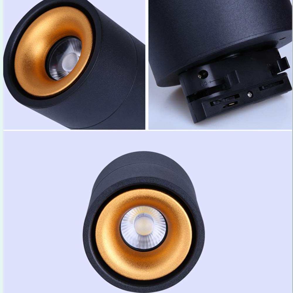 Barras De Focos 1 PCS15W 12W 10W 7W 360 ÁNGULO AJUSTE LUZ AJUSTABLE DIMMABLE LED Luz de la pista de la guía de la guía LáMpara De Techo (Body Color : 10W Black Dimmable)