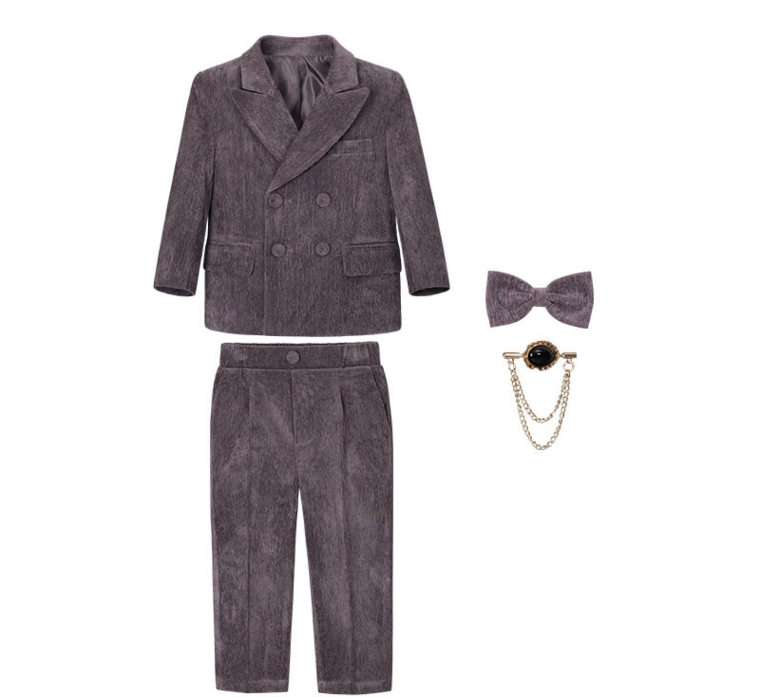Traje para niños, traje de portador de anillos de boda, chaqueta, pantalones, traje de esmoquin con solapa de pico con lazo