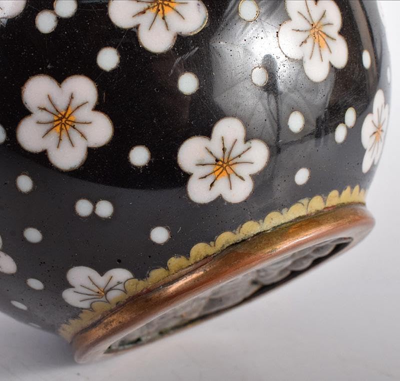 中国 古七宝琺瑯彩 花蝶文瓶 時代箱付 D 3668 七宝花