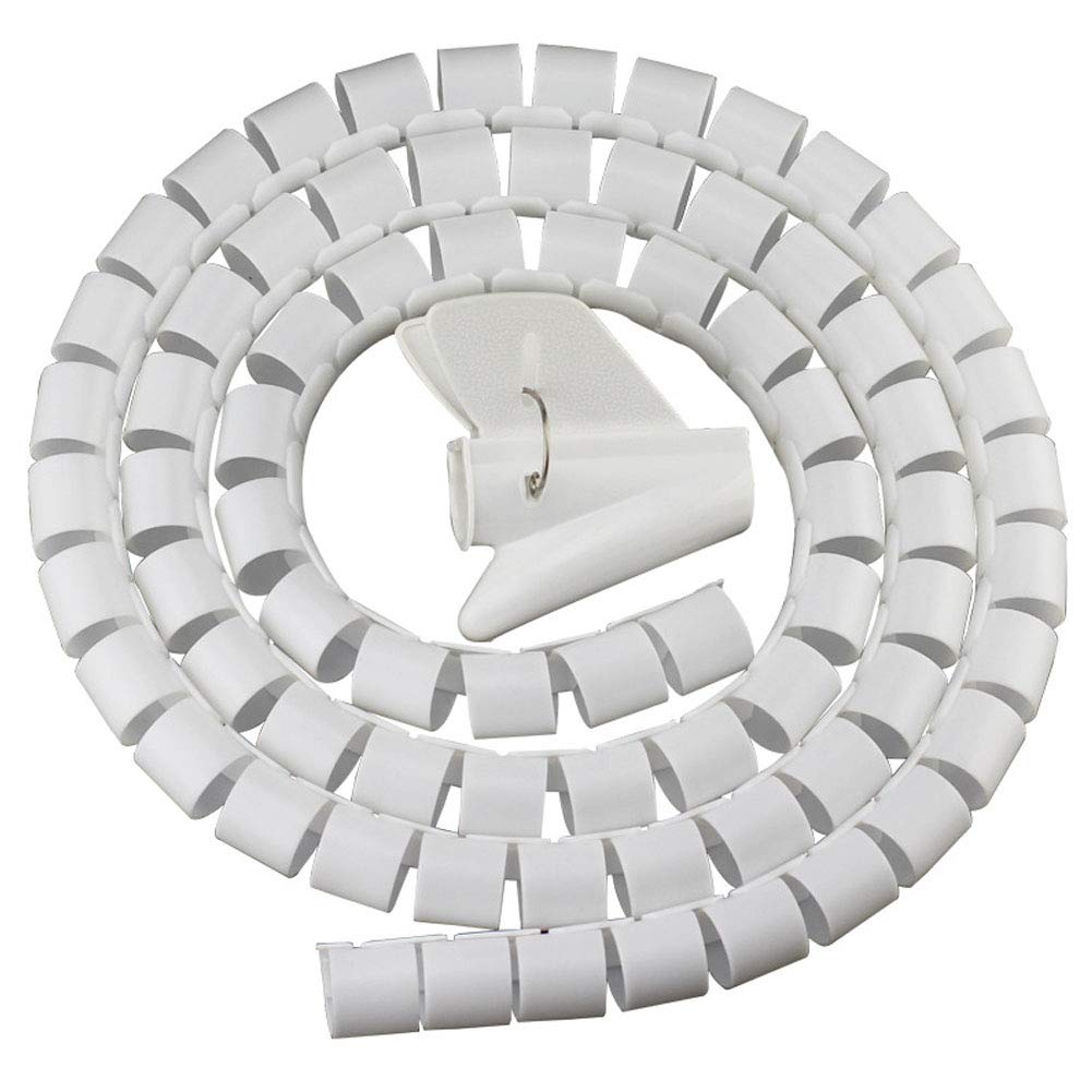 Zonfer White 15Mm/2M Length Spiral Wrap Wire Spiral Cable Tube, Cable Management