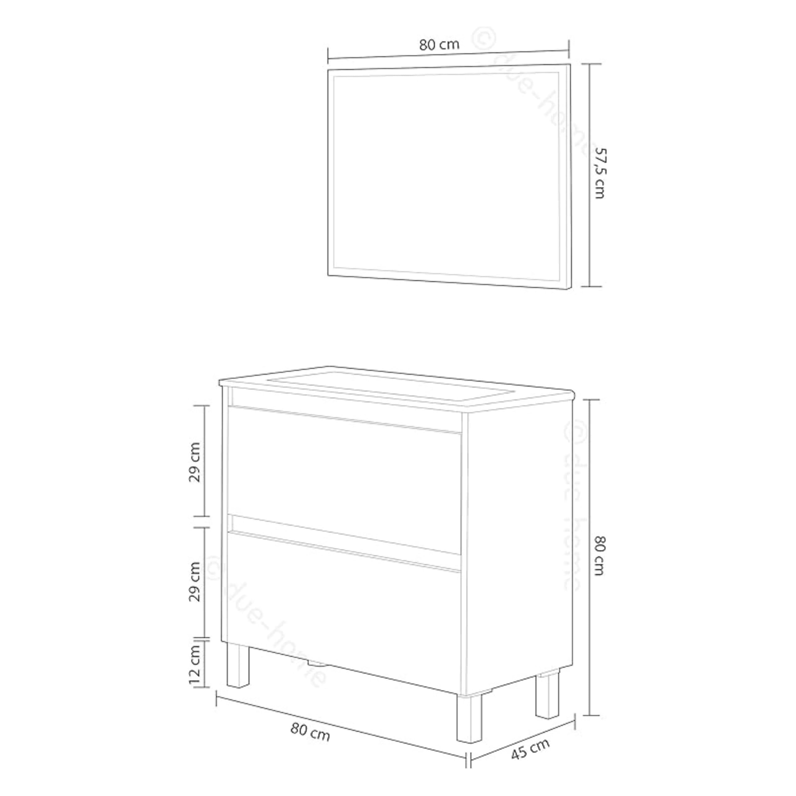 ARKITMOBEL Habitdesign 305040H - Mueble de Baño Dakota con Dos Cajones y Espejo, 80 X 80 X 45 cm, Color Nordik. (Lavabo no Incluido).