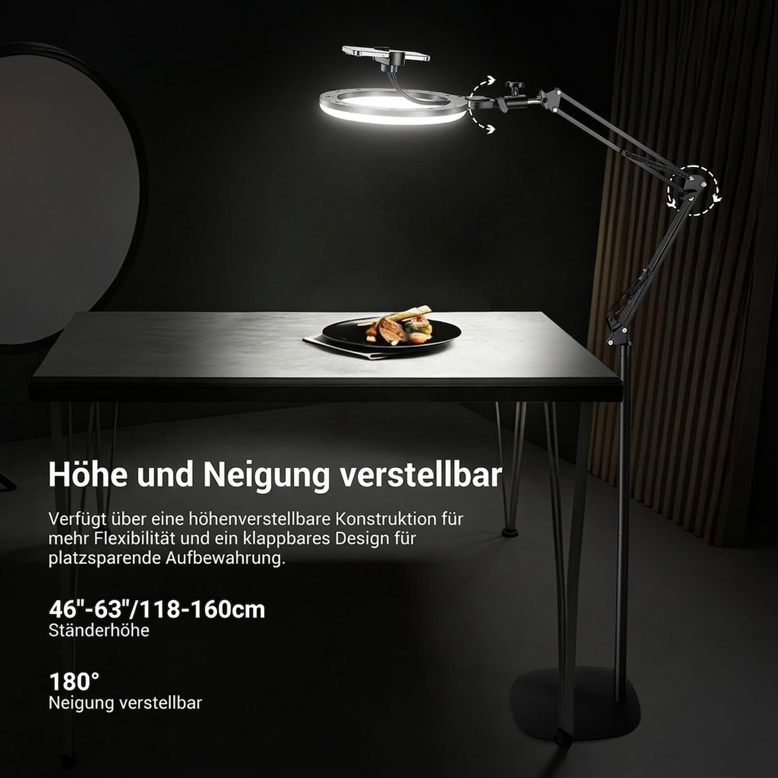 NEEWER Entry Level Version 10,5" 10W Ringlicht mit 46“-63" Stativ, Handyhalterung für Deckenmontage, kompatibel mit iPhone, zweifarbige LED Selfie Beleuchtung mit CRI 85+ für TikTok Videoaufnahmen N44