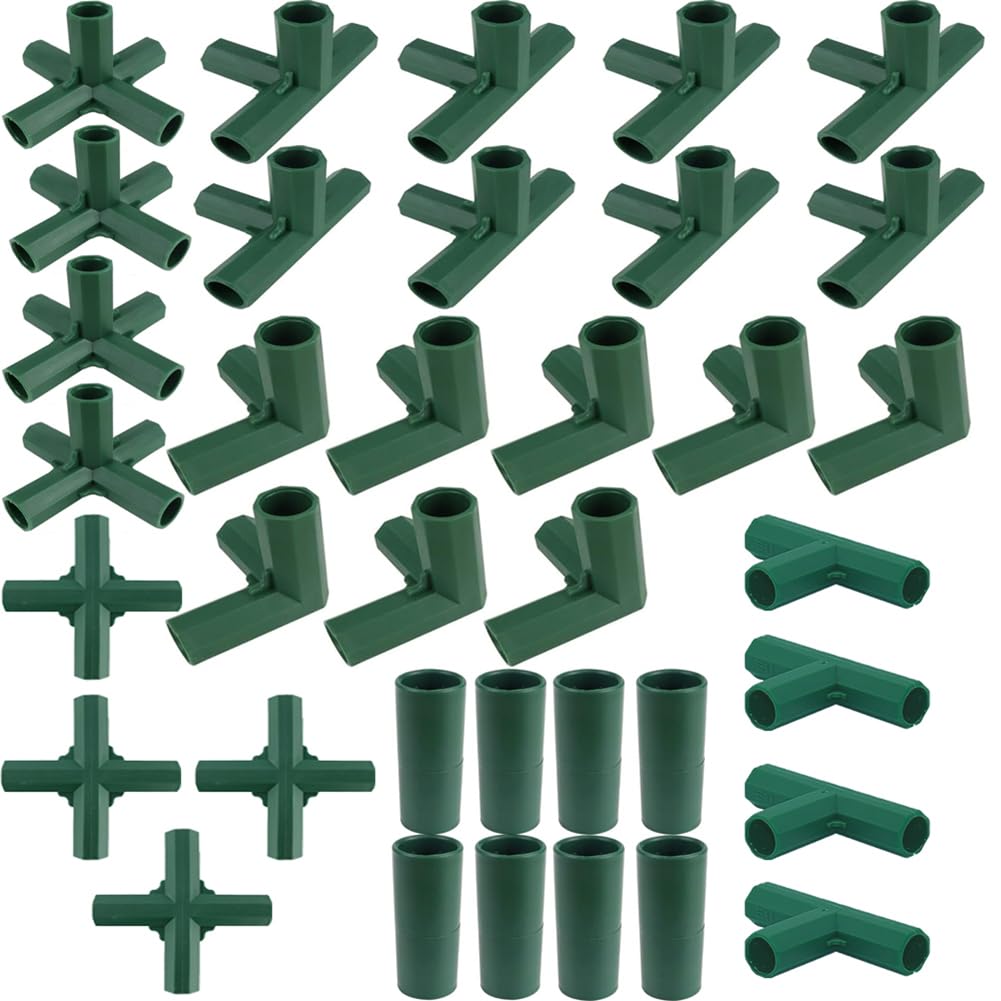36 Packs Greenhouse Cane Connectors for 16Mm Tube, Plant Support Clips Stakes with Right-Angle 3/4/5 Way and Flat Design, for Grape Trellis Sunscreen Shed Gardening, Flower Greenhouse Frame