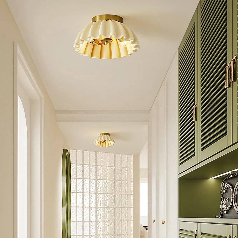 Lampa sufitowa do przedpokoju, balkon, mała, kremowa lampa sufitowa do salonu, korytarz wejściowy z podwójną głowicą E14 * 2, metalowa kuchnia restauracji Isl oświetlenie sufitowe