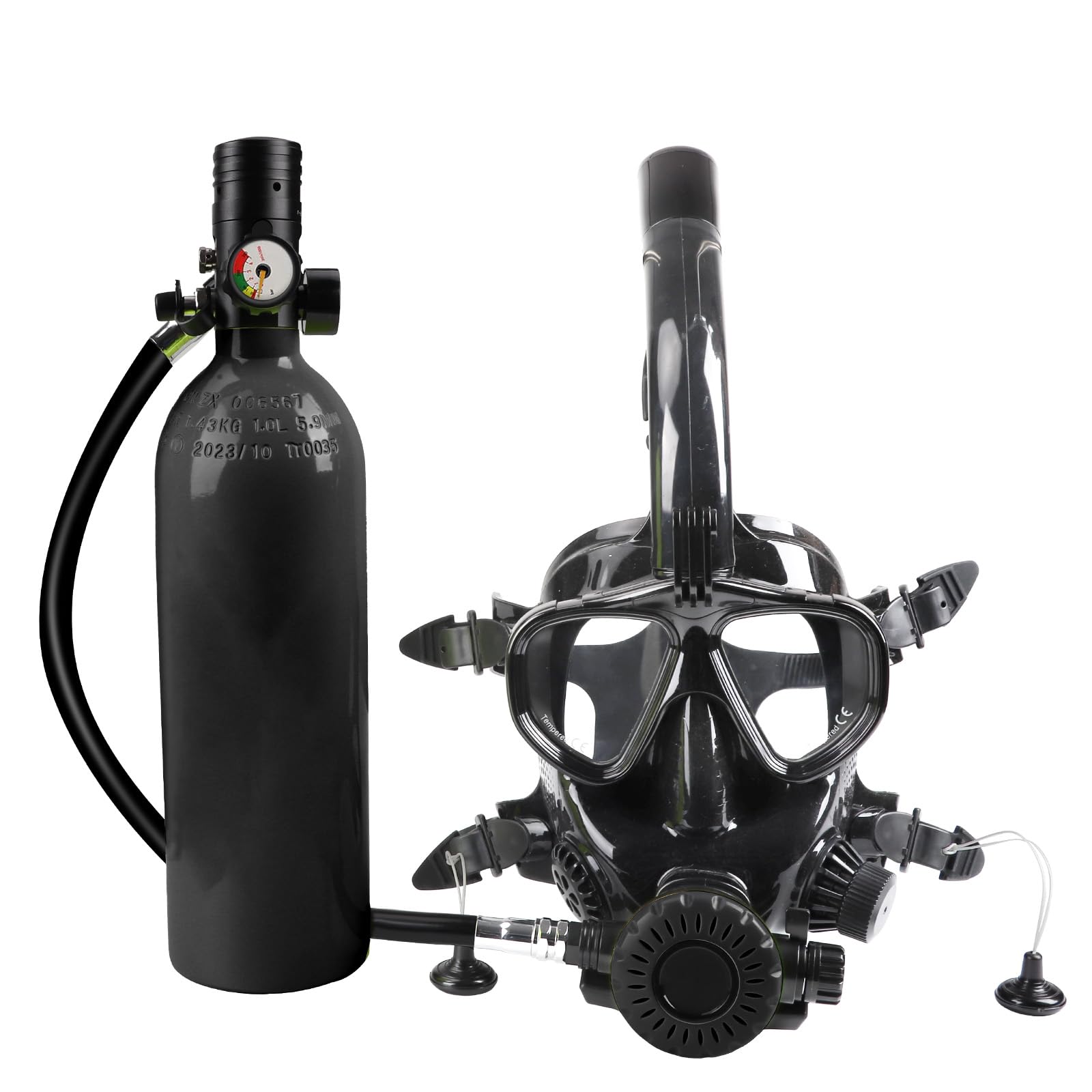 Mini Scuba Diving Tank with Mask, Portable 1.9L Mini Scuba Diving Equipment with 25-30mins Diving time, DOT Certified for Underwater Exploration (Black)