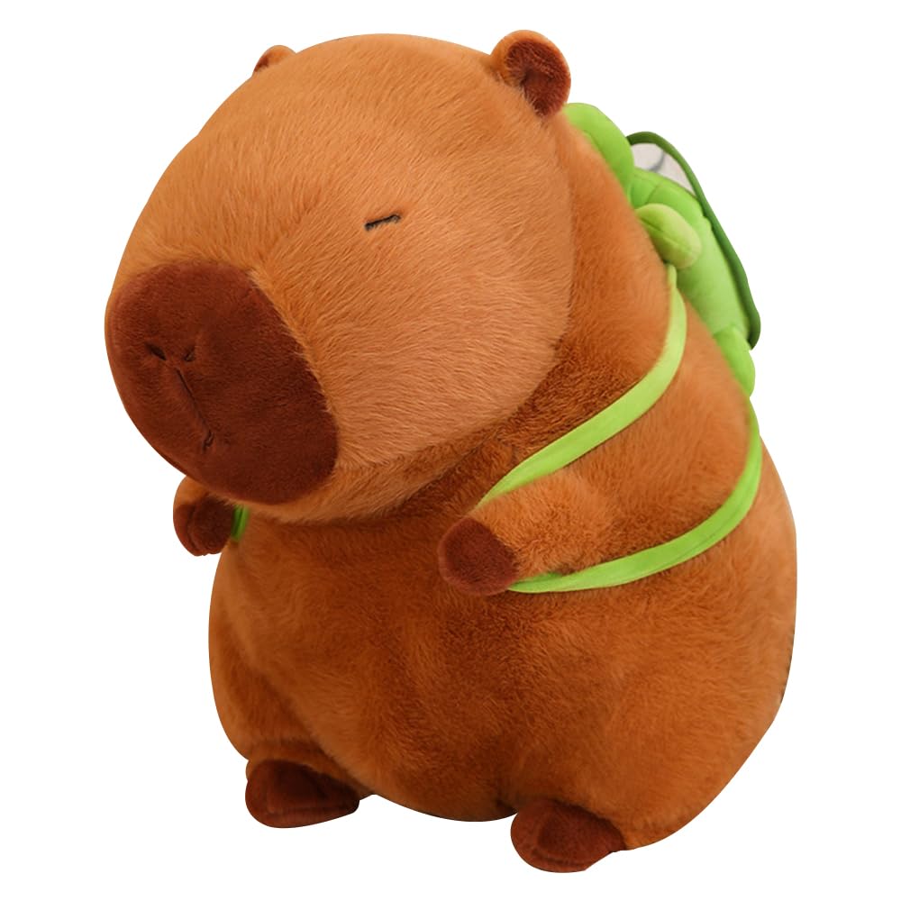 XEERUN Capybara Plush Toy, 23cm Capybara Stuffed Animal With Turtle Pillow, Cute Brown Guinea Pig Doll, Capybaras Teddy