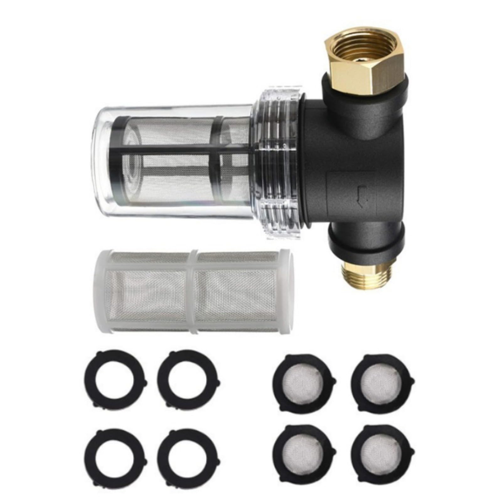 Uqezagpa Metal Meshes Inline Water Filter for Pressure Washer 3/4" Hose Connection 40 100 Meshes Screen Sediment Water Strainer Pressure Washer Inlet Filter