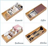 Vista 6 de Organizador de cajones de bambú - Organizador de utensilios de cocina, bandeja de cubiertos, portacubiertos, suministros de escritorio de oficina