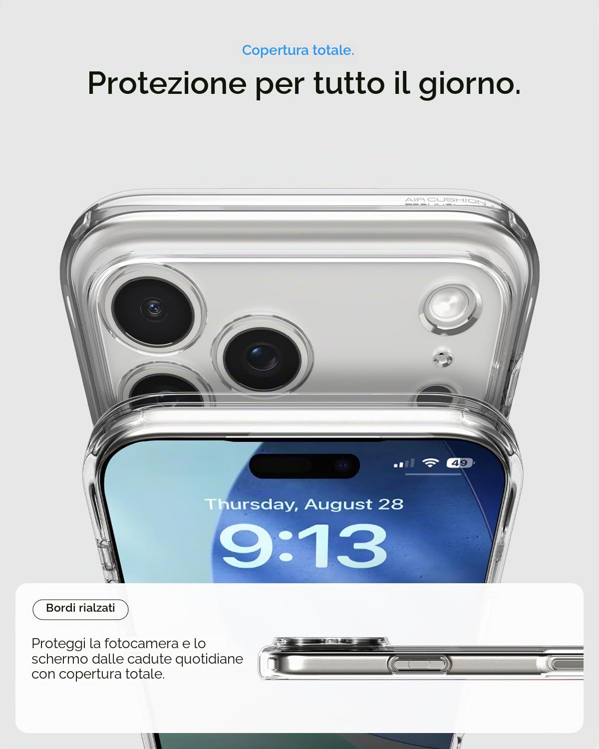 Spigen Ultra Hybrid Pack - Cover Trasparente e Vetro Temperato per Schermo/Fotocamera per iPhone 17 Pro