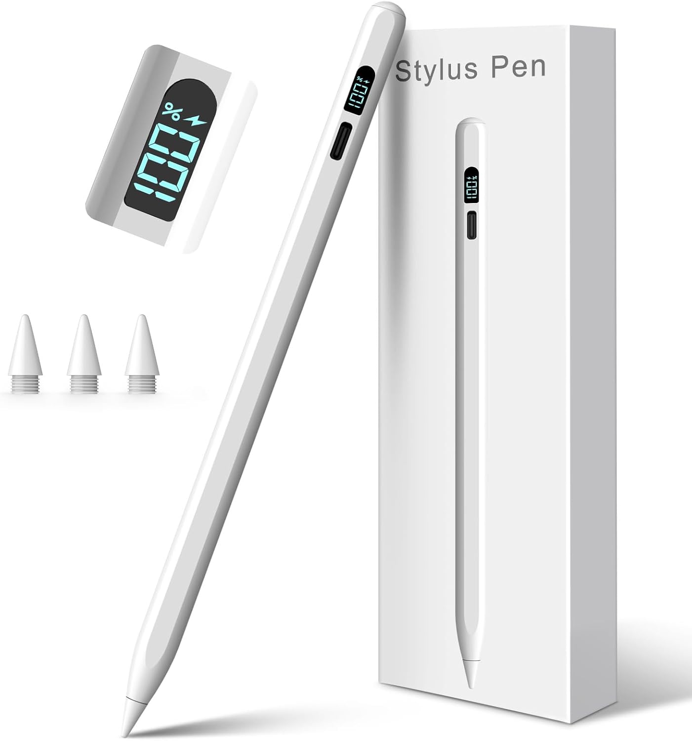 iPad Pencil 2025-2018, LED Display Fast Charge Stylus Pen with Palm Rejection & Tilt Sensitivity, Compatible for iPad A16 11/10/9/8/7/6, Pro 11″/12.9″/13”/M4, Air M3/M2/5/4/3, Mini 7/6/5 iPad Pencil 2025-2018, LED Display Fast Charge Stylus Pen with Palm Rejection & Tilt Sensitivity, Compatible for iPad A16 11/10/9/8/7/6, Pro 11″/12.9″/13”/M4, Air M3/M2/5/4/3, Mini 7/6/5